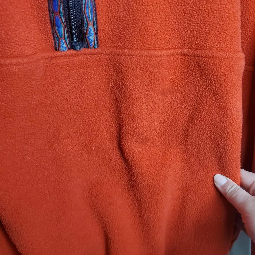 The North Face Red Fleece Quarter Zip Jacket Kangaroo Pocket XL Made in USA VTG